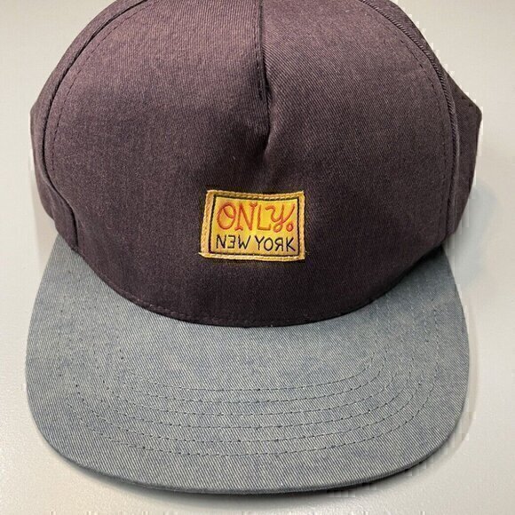 Vintage ONLY NY Snapback Men Hat, gray With Brown Leather Strap Made In … - Picture 1 of 1
